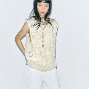 Zara Beige Knit Sweater Top